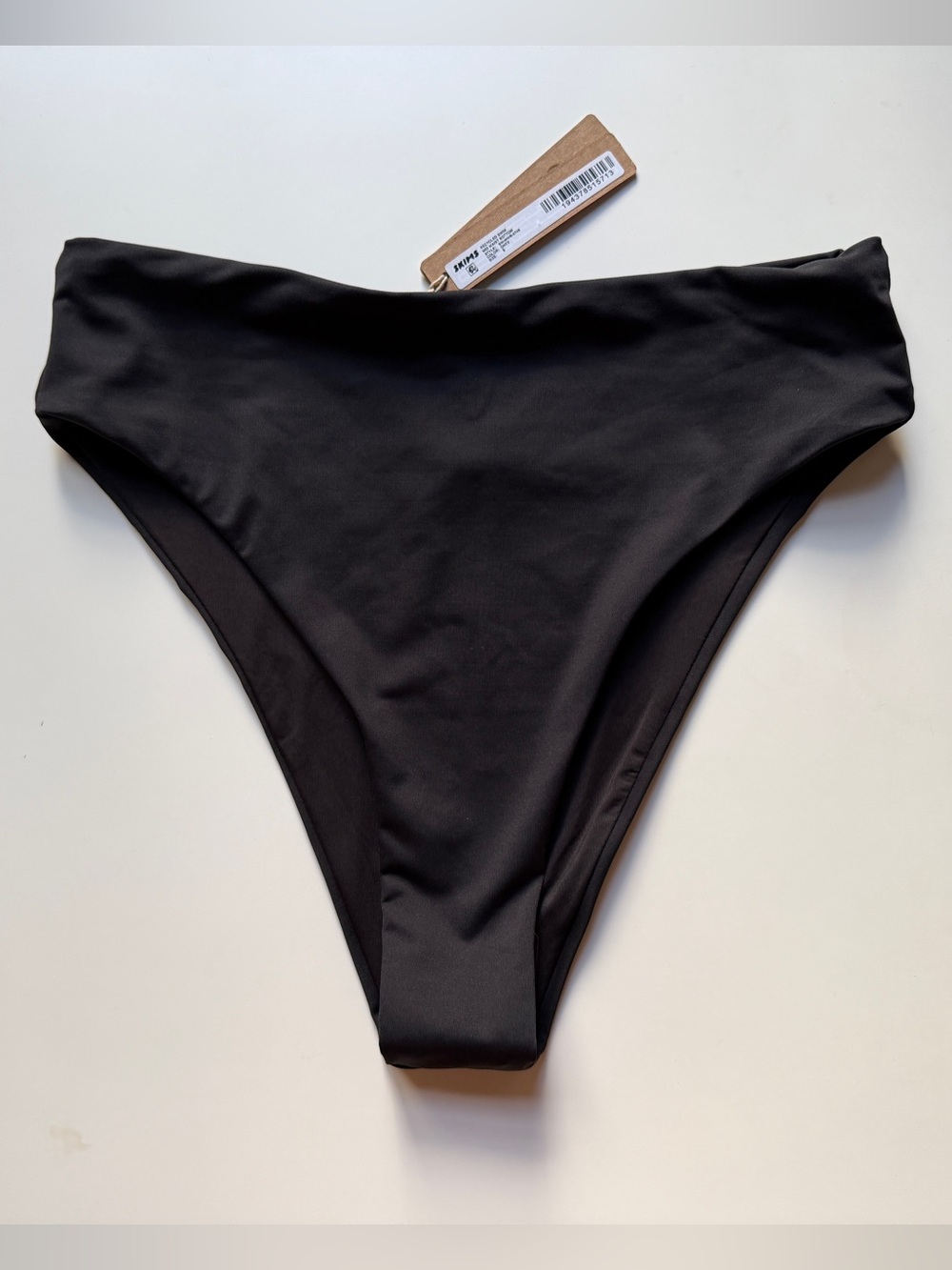 SKIMS Recycled Swim Mid Waist High Leg Bikini Bottom SW-MWB-0748 Onyx Black S